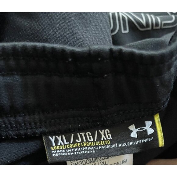 Under Armour Track Pants Youth YXL Loose Fit Black & Gray Polyester Activewear - Picture 5 of 10